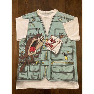Looney Tunes Taz Bugs Double Sided Fishing T-shirt Bag O’ Chum Men Sz L 90s Vtg